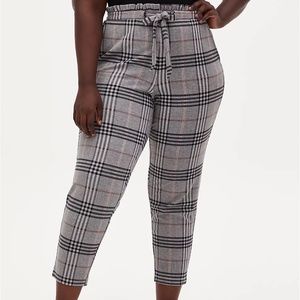 Torrid Grey Plaid Premium Ponte Drawstring Paperbag Pant